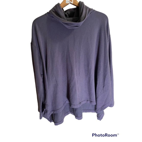 Athleta Hooded Cowl Neck Long Sleeve Dark Gray Tunic Sz Small - Picture 1 of 4